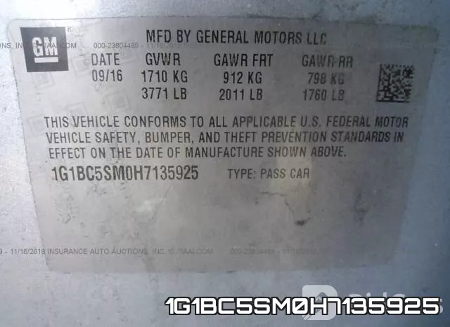 1G1BC5SM0H7135925 фото 10