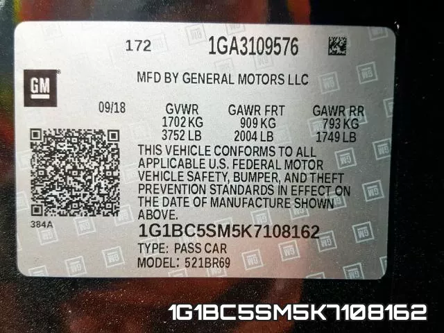 1G1BC5SM5K7108162 фото 2