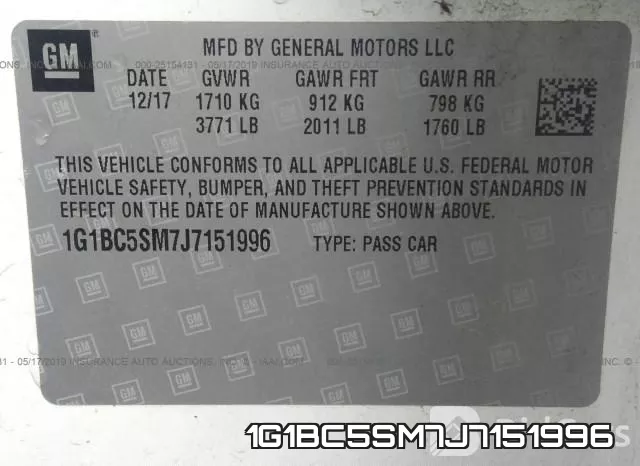 1G1BC5SM7J7151996 фото 10