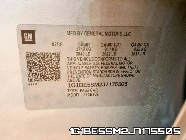 1G1BE5SM2J7175505 фото 2