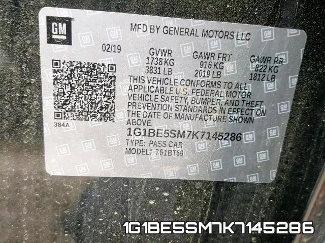 1G1BE5SM7K7145286 фото 2