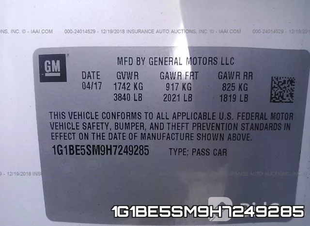1G1BE5SM9H7249285 фото 10
