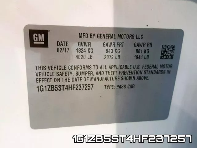 1G1ZB5ST4HF237257 фото 2