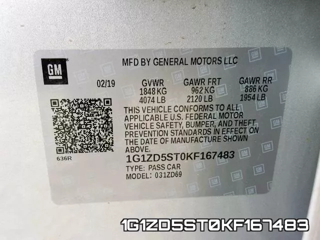 1G1ZD5ST0KF167483 фото 2