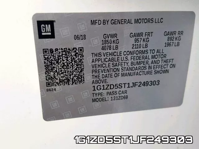 1G1ZD5ST1JF249303 фото 2