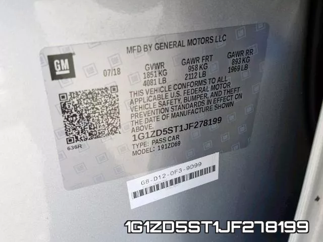 1G1ZD5ST1JF278199 фото 2