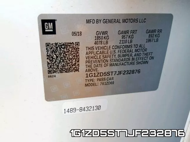 1G1ZD5ST7JF232876 фото 2