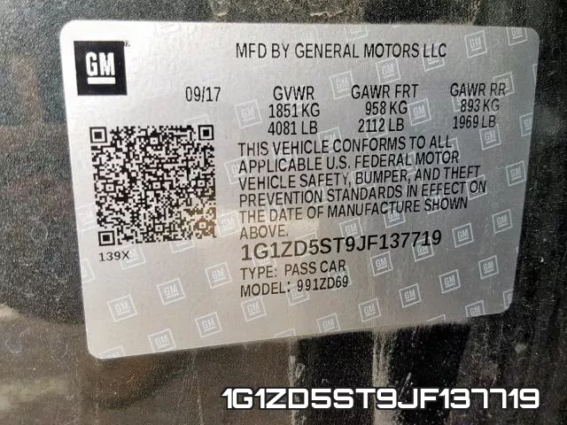 1G1ZD5ST9JF137719 фото 2