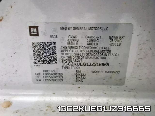 1GC2KUEG1JZ316665 фото 2