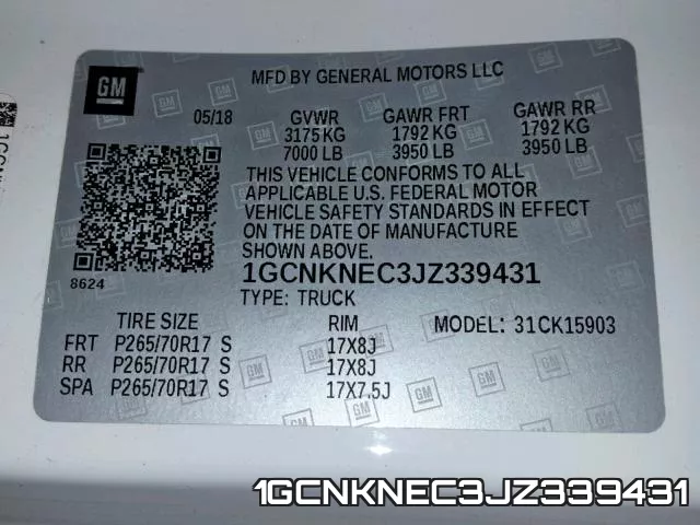 1GCNKNEC3JZ339431 фото 2