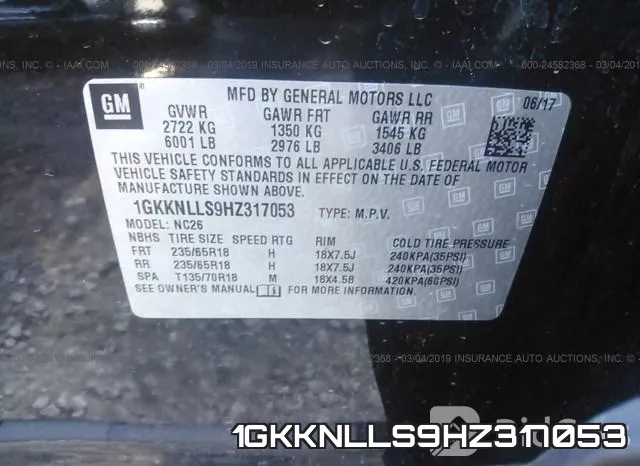 1GKKNLLS9HZ317053 фото 10