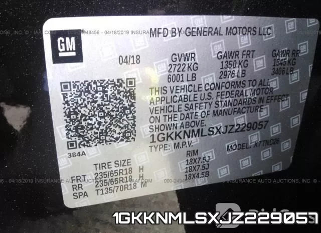 1GKKNMLSXJZ229057 фото 9