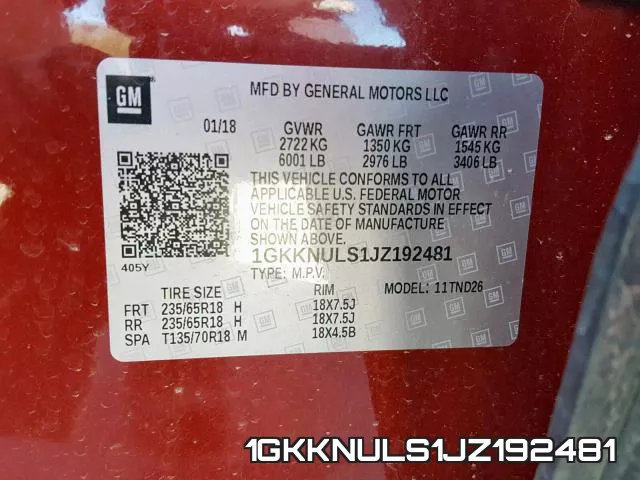 1GKKNULS1JZ192481 фото 2