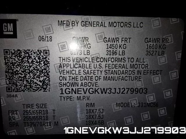 1GNEVGKW3JJ279903 фото 2