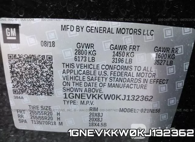 1GNEVKKW0KJ132362 фото 10