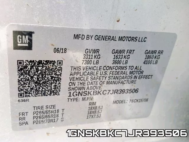 1GNSKBKC7JR393506 фото 2