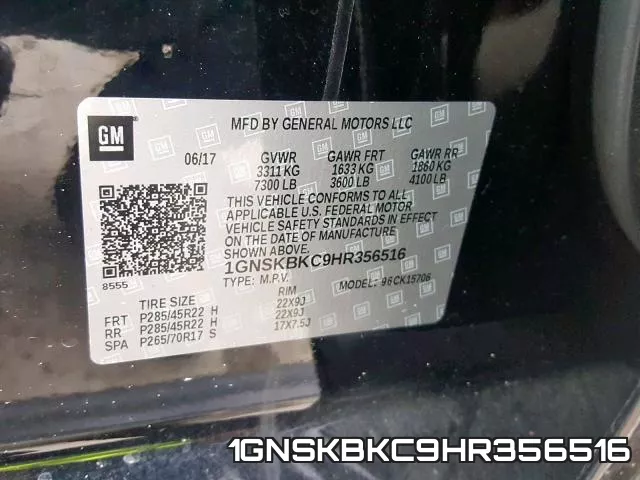 1GNSKBKC9HR356516 фото 2