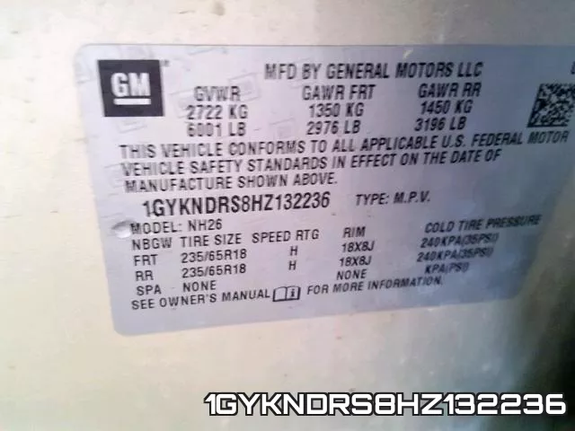 1GYKNDRS8HZ132236 фото 2