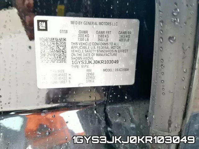 1GYS3JKJ0KR103049 фото 2
