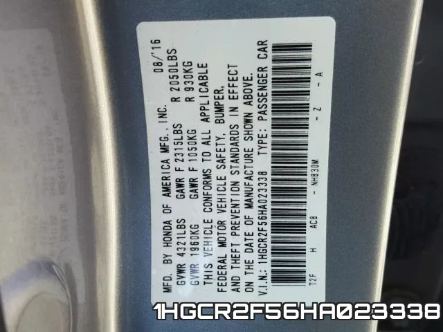 1HGCR2F56HA023338 фото 2