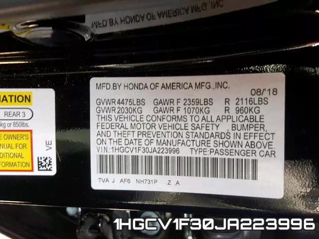 1HGCV1F30JA223996 фото 2