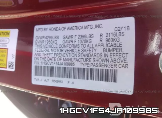 1HGCV1F54JA109985 фото 10