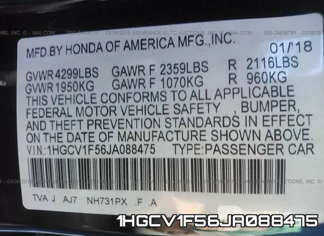 1HGCV1F56JA088475 фото 10