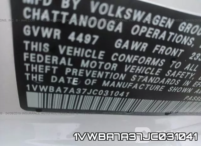 1VWBA7A37JC031041 фото 10