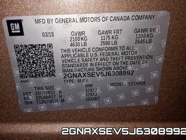 2GNAXSEV5J6308992 фото 2