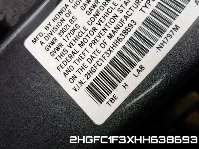 2HGFC1F3XHH638693 фото 2