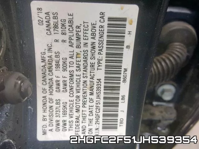 2HGFC2F51JH539354 фото 2