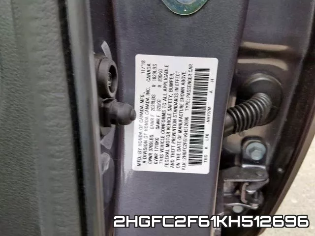 2HGFC2F61KH512696 фото 2