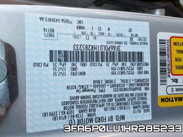 3FA6P0LU1HR285233 фото 2