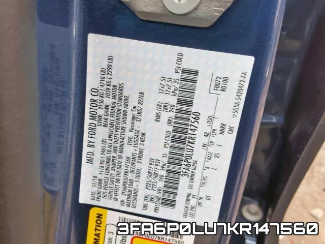 3FA6P0LU7KR147560 фото 2