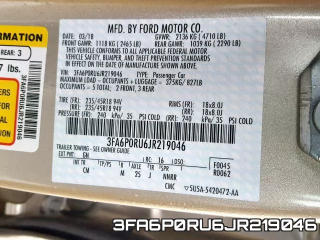 3FA6P0RU6JR219046 фото 2