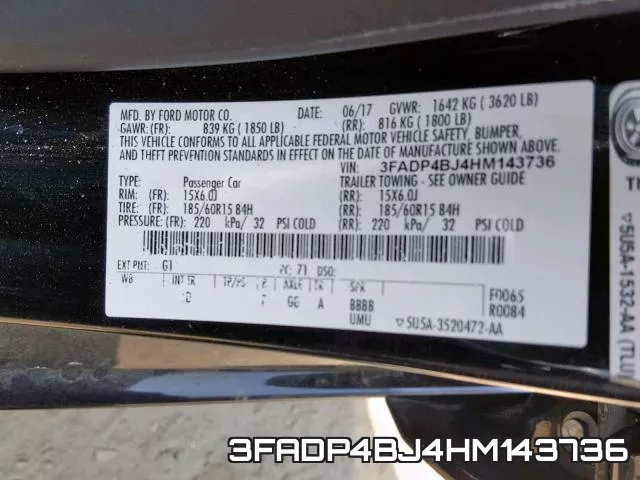 3FADP4BJ4HM143736 фото 2