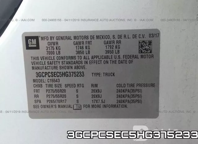 3GCPCSEC5HG375233 фото 10