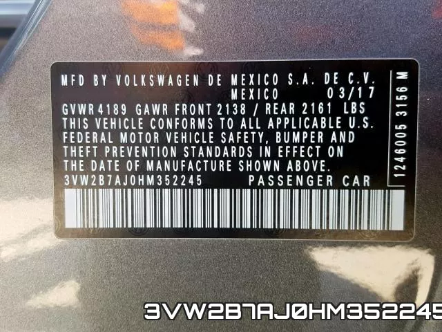 3VW2B7AJ0HM352245 фото 2