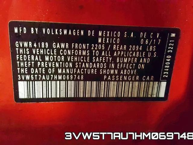 3VW5T7AU7HM069748 фото 2