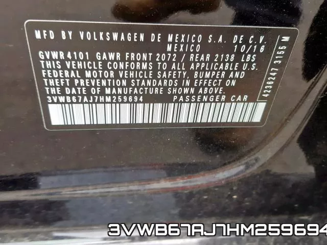 3VWB67AJ7HM259694 фото 2