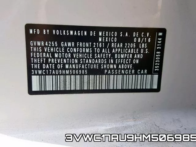 3VWC17AU9HM506985 фото 2