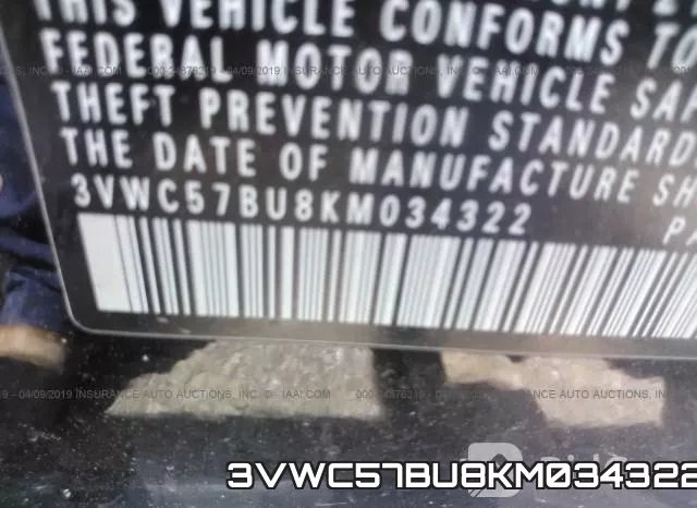 3VWC57BU8KM034322 фото 10