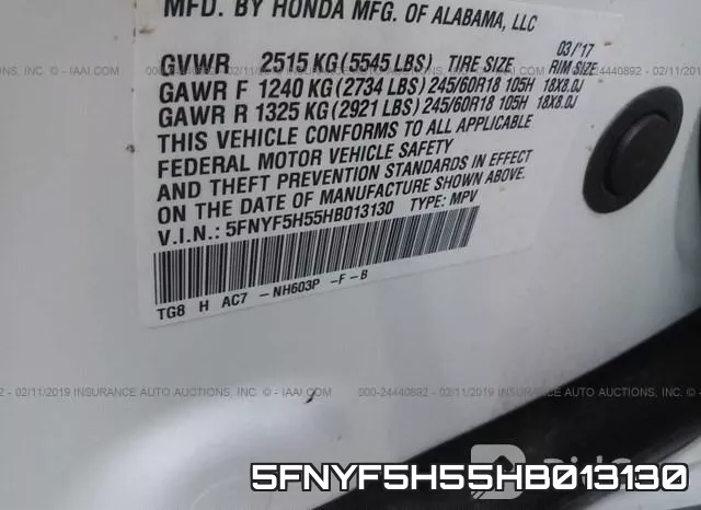 5FNYF5H55HB013130 фото 10