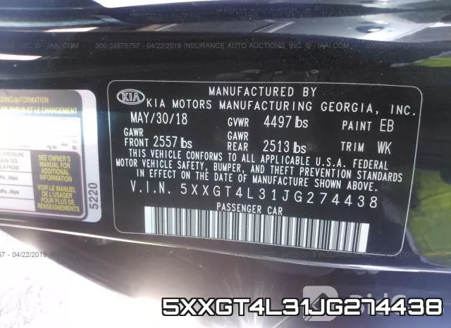 5XXGT4L31JG274438 фото 10