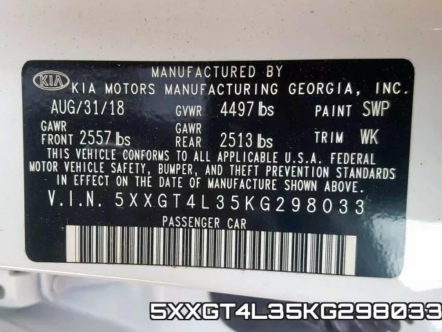 5XXGT4L35KG298033 фото 2