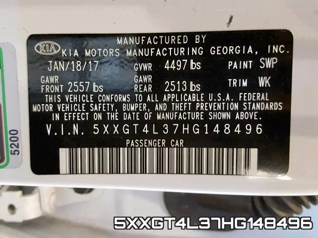 5XXGT4L37HG148496 фото 2