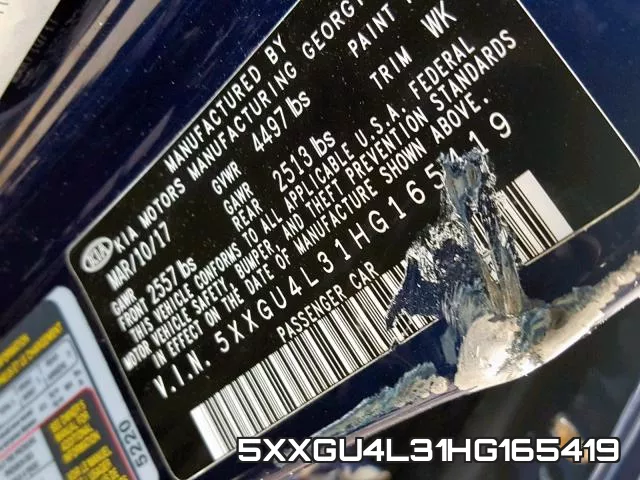 5XXGU4L31HG165419 фото 2