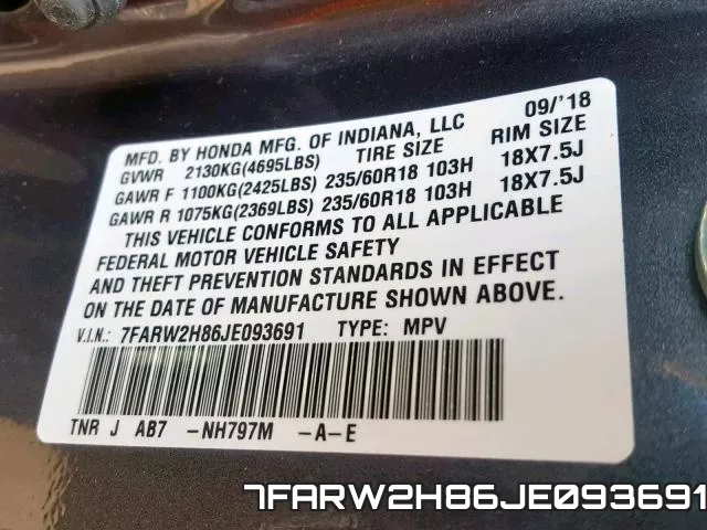 7FARW2H86JE093691 фото 2