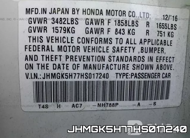 JHMGK5H77HS017240 фото 10