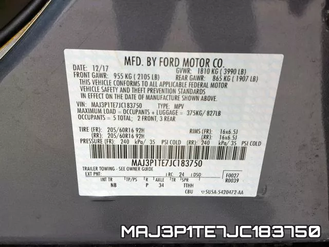 MAJ3P1TE7JC183750 фото 2